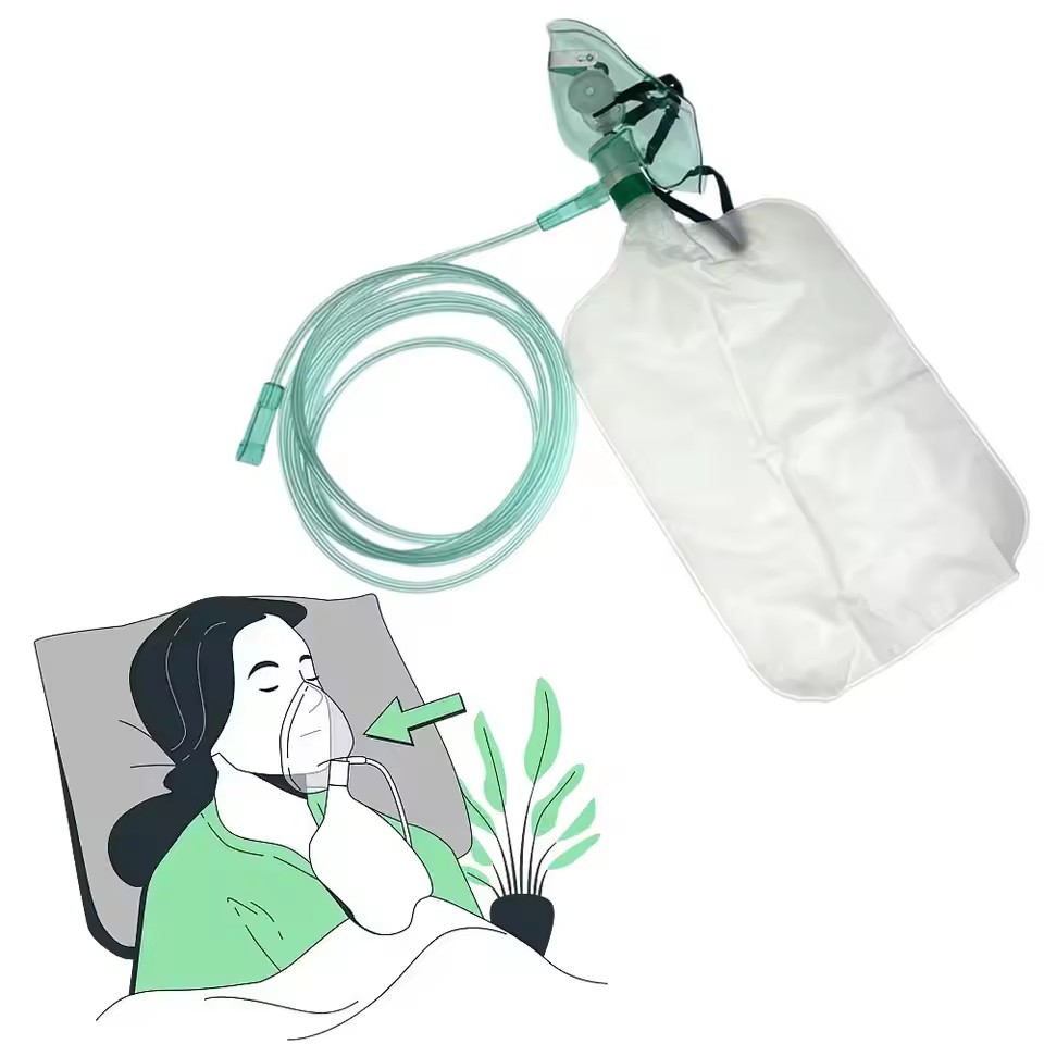 Oxygen Mask Non-Rebreather - Maschera Facciale Monouso per Adulti ad